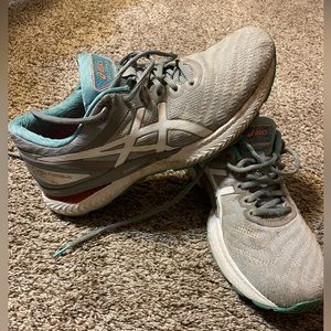 ASICS gray and light blue Running shoes